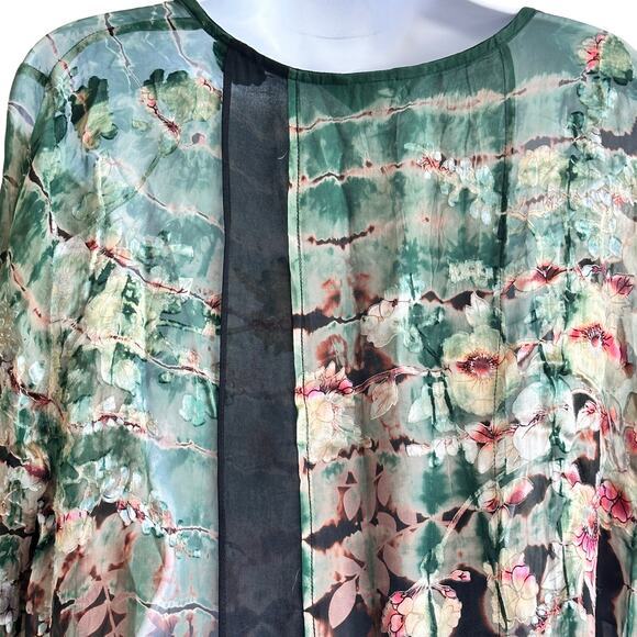 CITRON Santa Monica tie dye floral embossed logenlook open front cardigan 1X - Picture 8 of 12